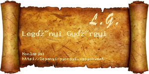 Legányi Györgyi névjegykártya